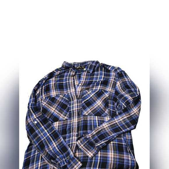 Express, Size S, Purplish Plaid Longsleeve Button-up (USE FOR FABRIC) - Picture 7 of 11